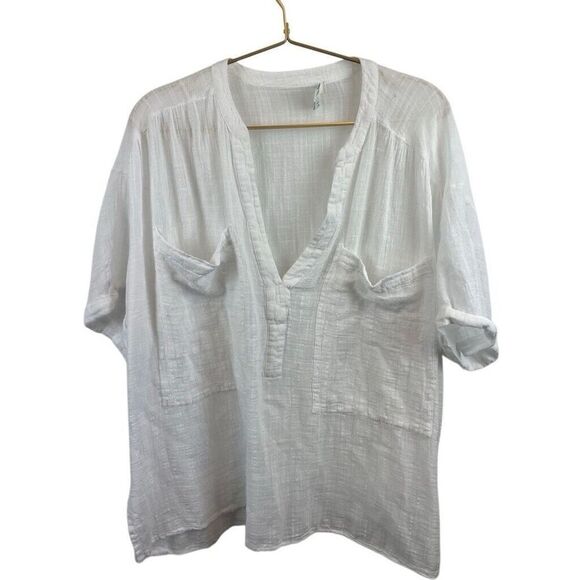 Sundance White Cotton Guaze Viscose Beachy Top Size Large - Picture 1 of 8